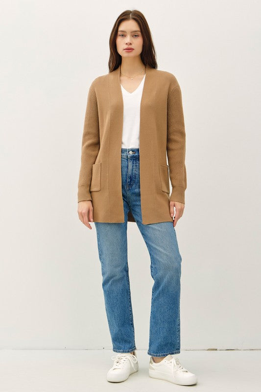 Open Front Pocket Cardigan