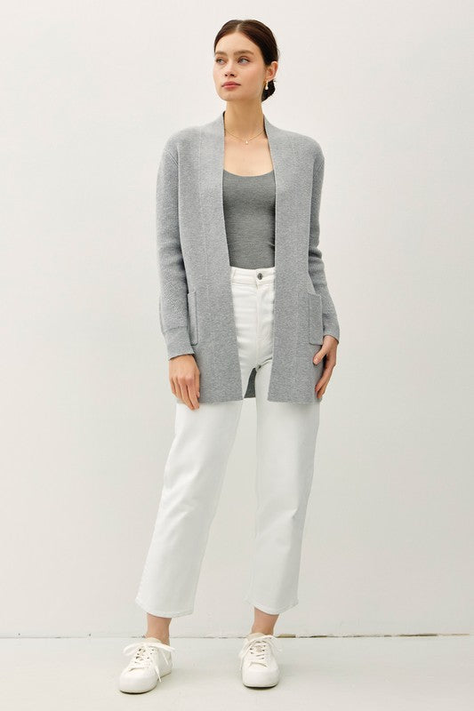 Open Front Pocket Cardigan