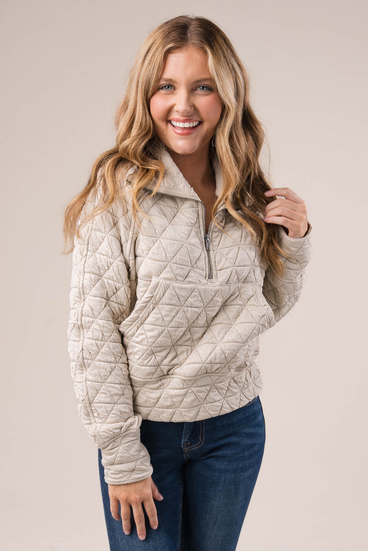 Diamond Quilt Half Zip Pullover