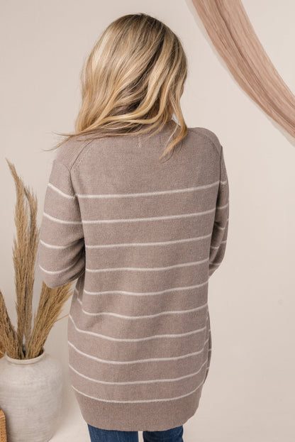 Striped Open Front Cardigan