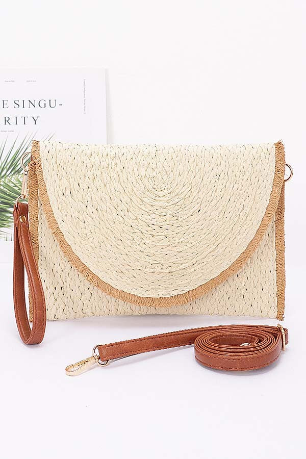 Island Breeze Raffia Wristlet Clutch Bag