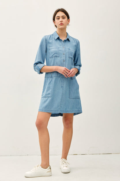 Wild Blue Yonder Tencel Shirt Dress