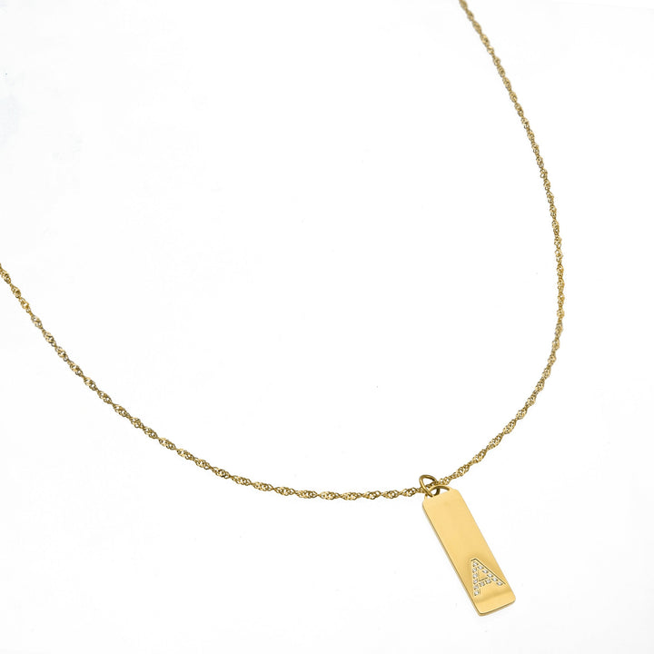 Initial Bar Pendant Necklace