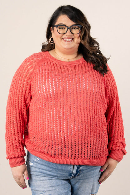 Open Knit Raglan Sweater