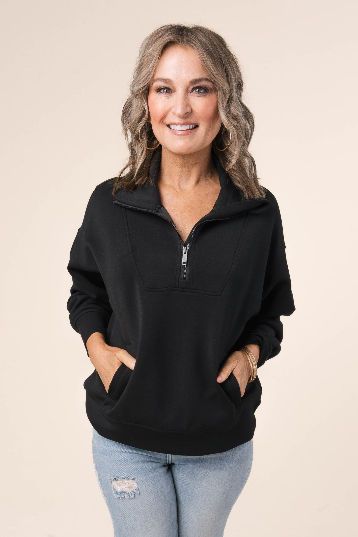 Half Zip Funnel Neck Pullover