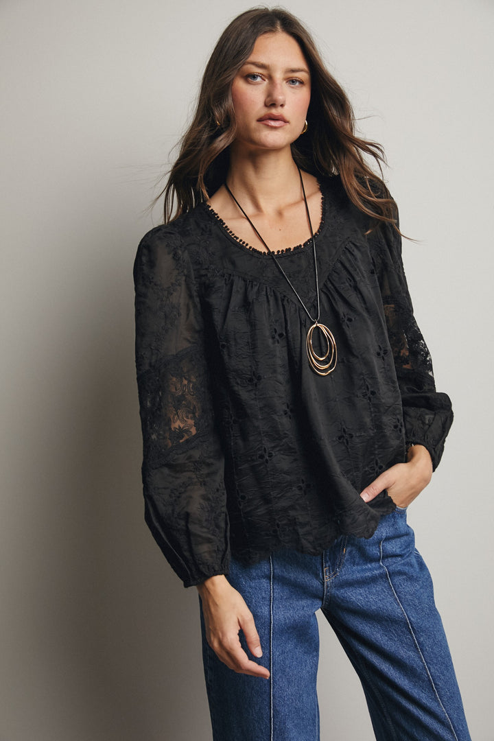 Epiphany Eyelet Crocheted Lace Blouse