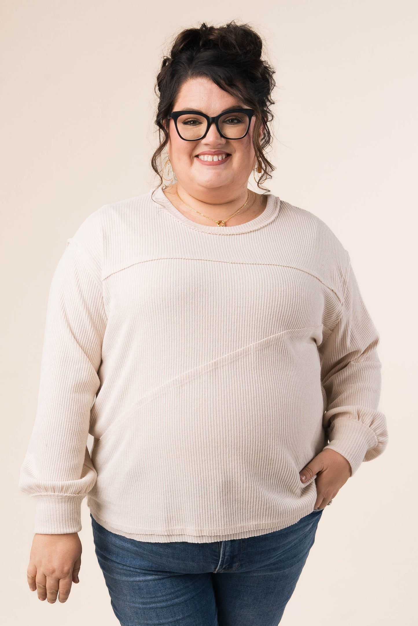 Ribbed Exposed Seam Top *Final Sale*