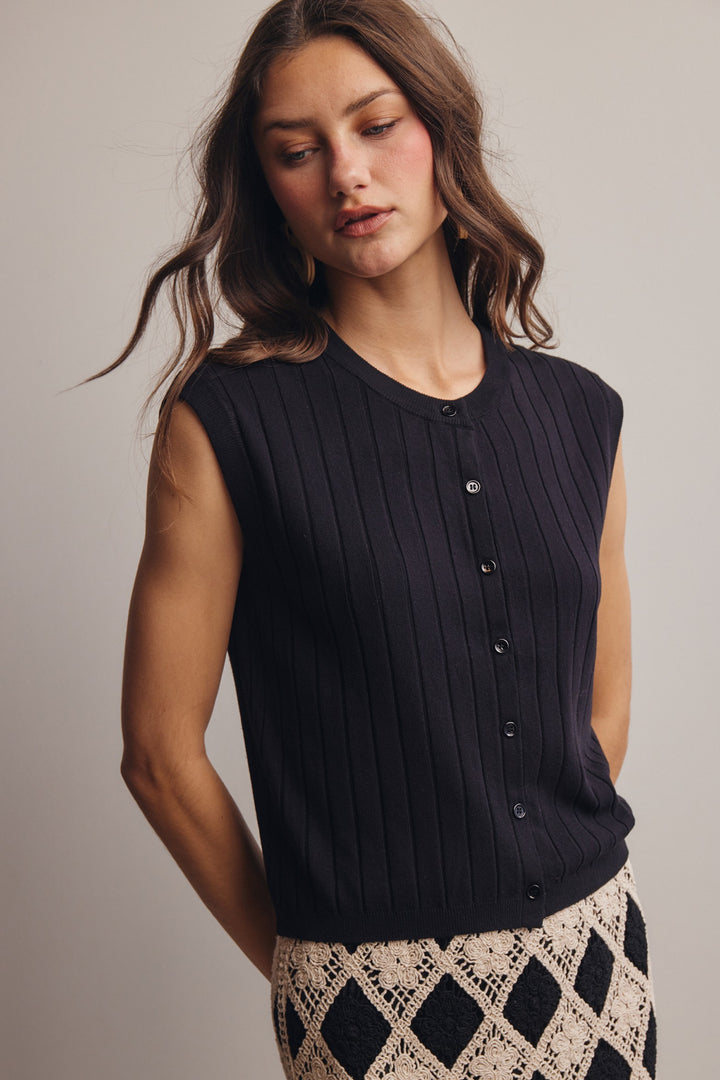 Upper Deck Ribbed Button Up Sweater