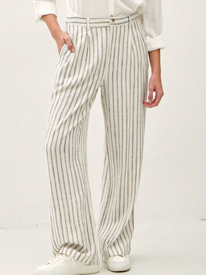 Seashore Stroll Striped Linen Pants