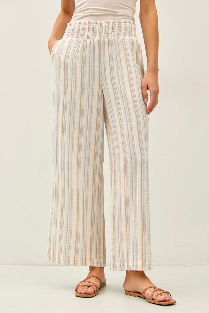 Rising Tide Striped Gauze Knit Wide Leg Pants