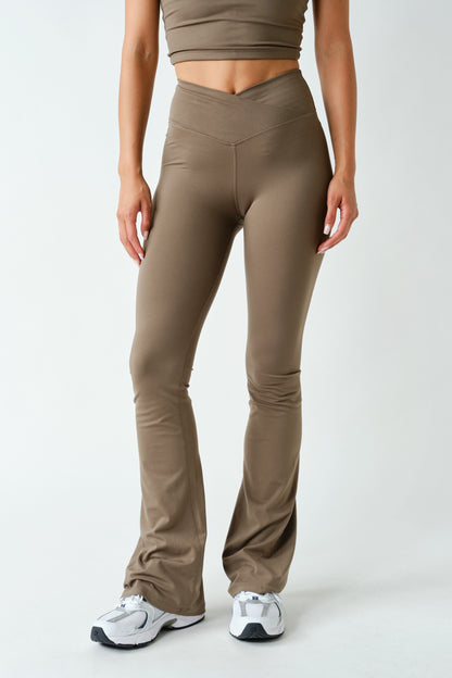 Ready To Jet Crossover Waist Flared Yoga Pants
