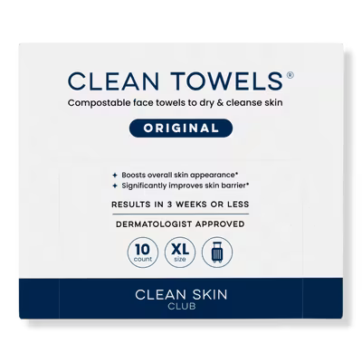 Clean Skin Club | XL Travel Disposable Face Towel Cloths - 10 ct