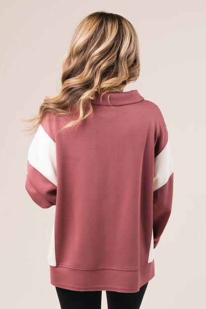 Color Block Half Zip Pullover
