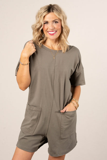 Reversible T-Shirt Romper in Olive *Final Sale*