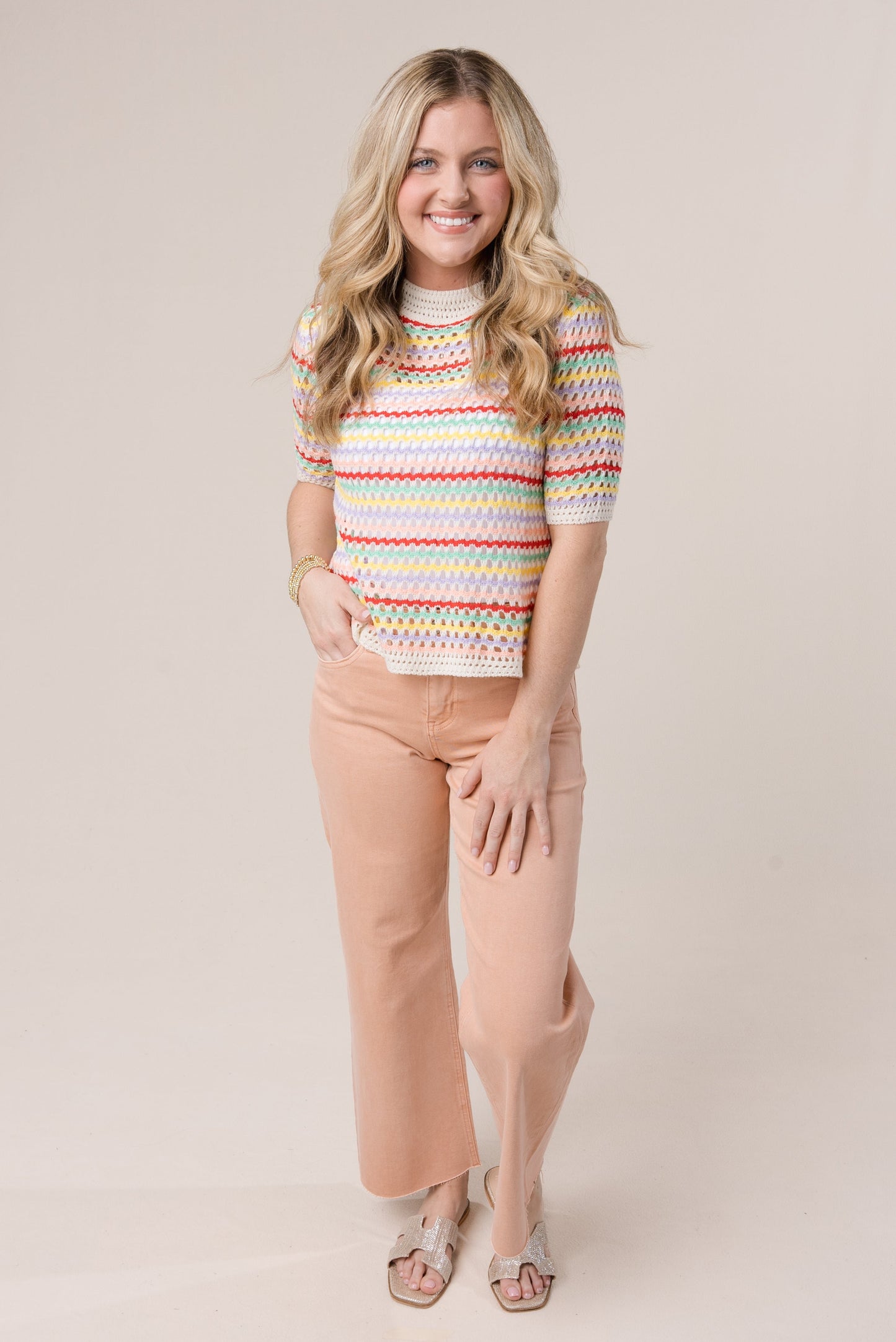 Striped Open Knit Top {More Colors}