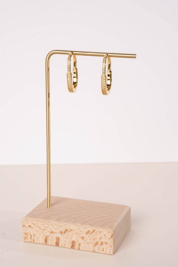 CZ Pave Oval Hoop Earrings