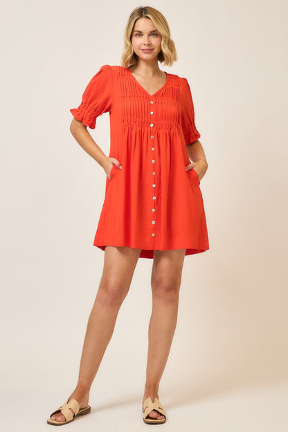 Sun Kissed Sands Pintucked Dress