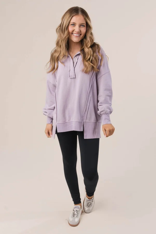 Mineral Washed Half Snap Pullover