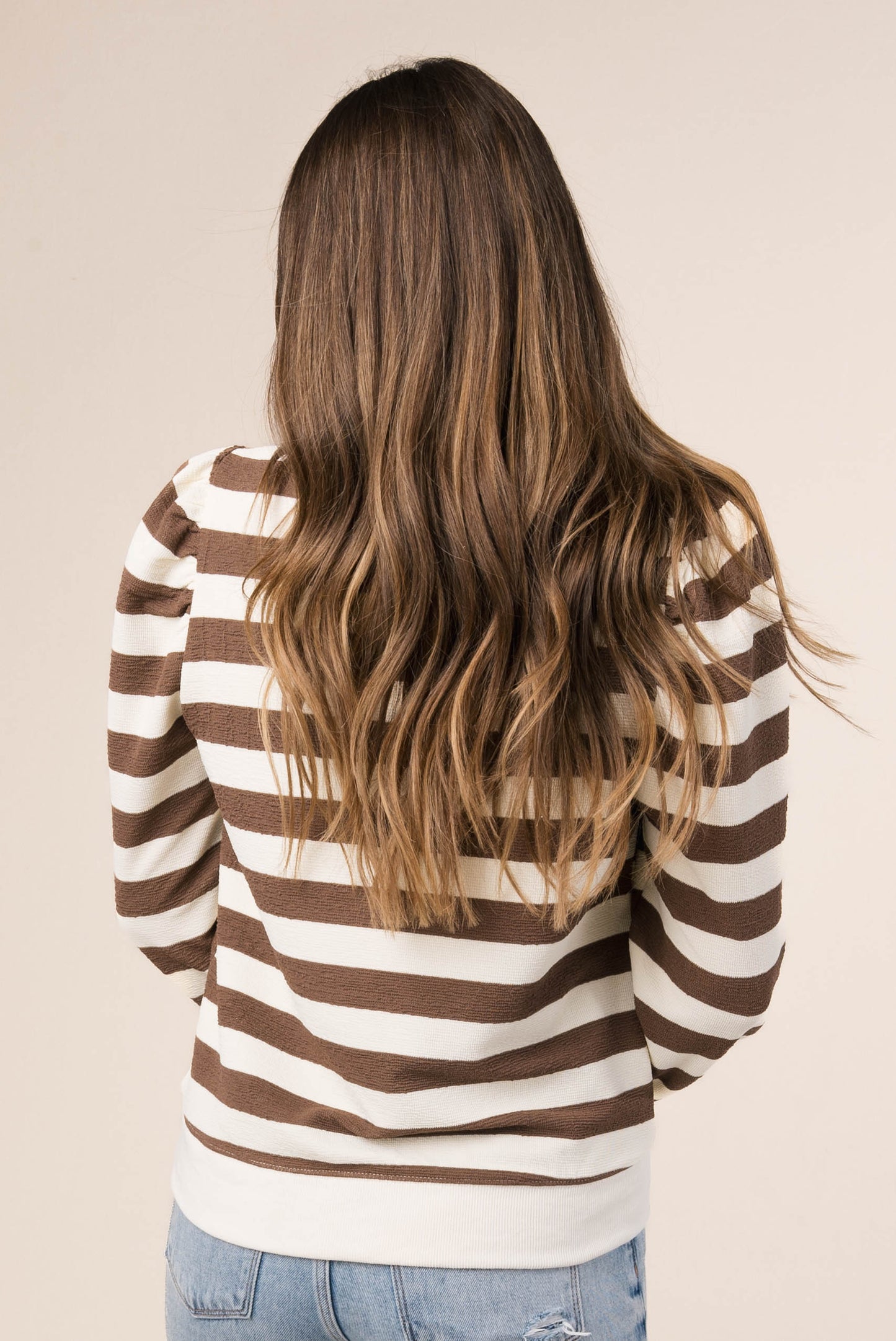 Striped Pleated Shoulder Top