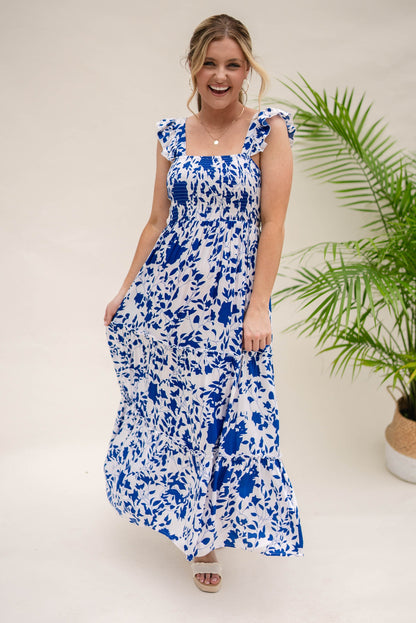 Floral Flutter Sleeve Maxi Dress