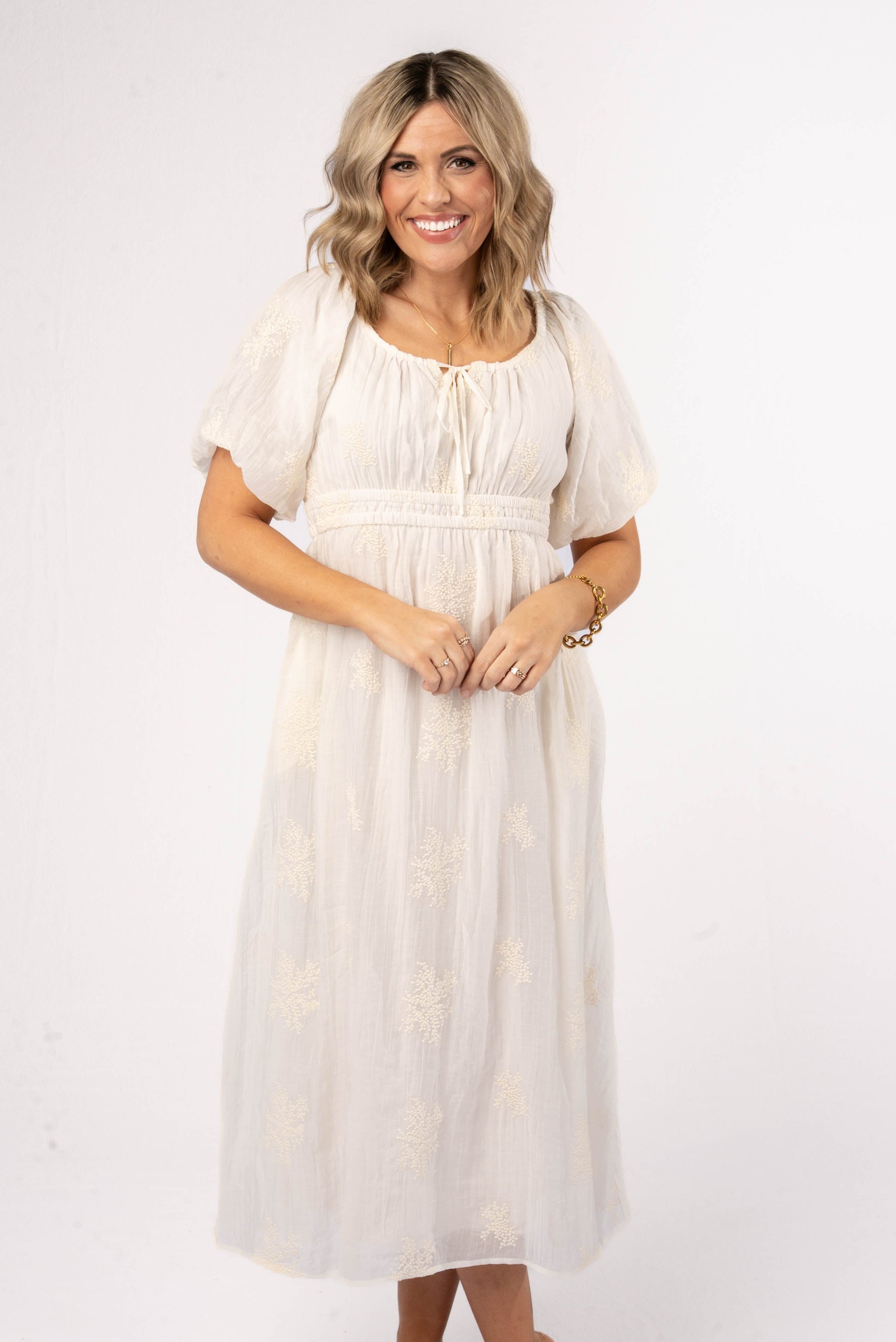 Embroidered Gauze Knit Midi Dress Glamour Farms Boutique Embroidered Gauze Knit Midi Dress Glamour Farms Boutique