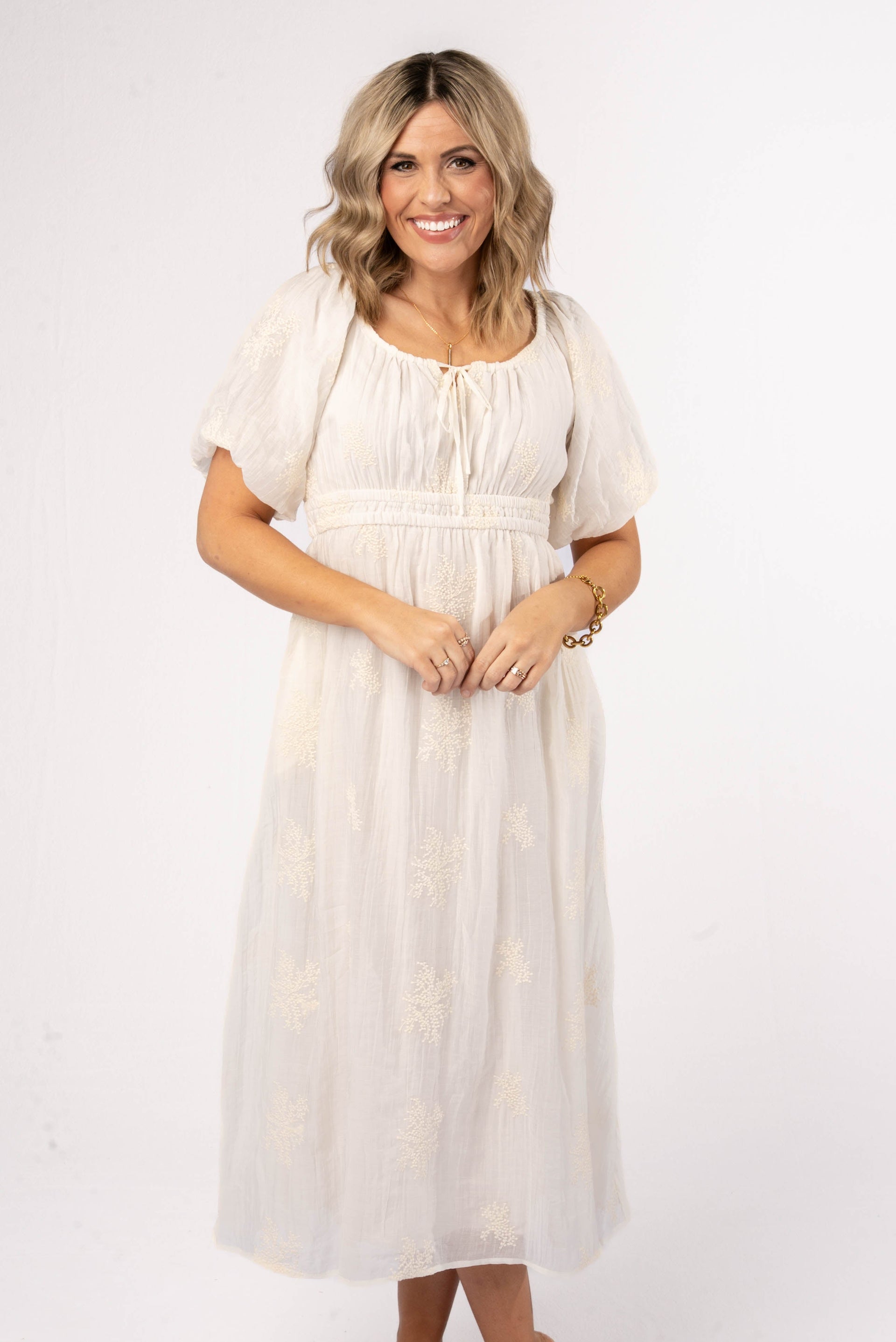 Embroidered Gauze Knit Midi Dress – Glamour Farms Boutique
