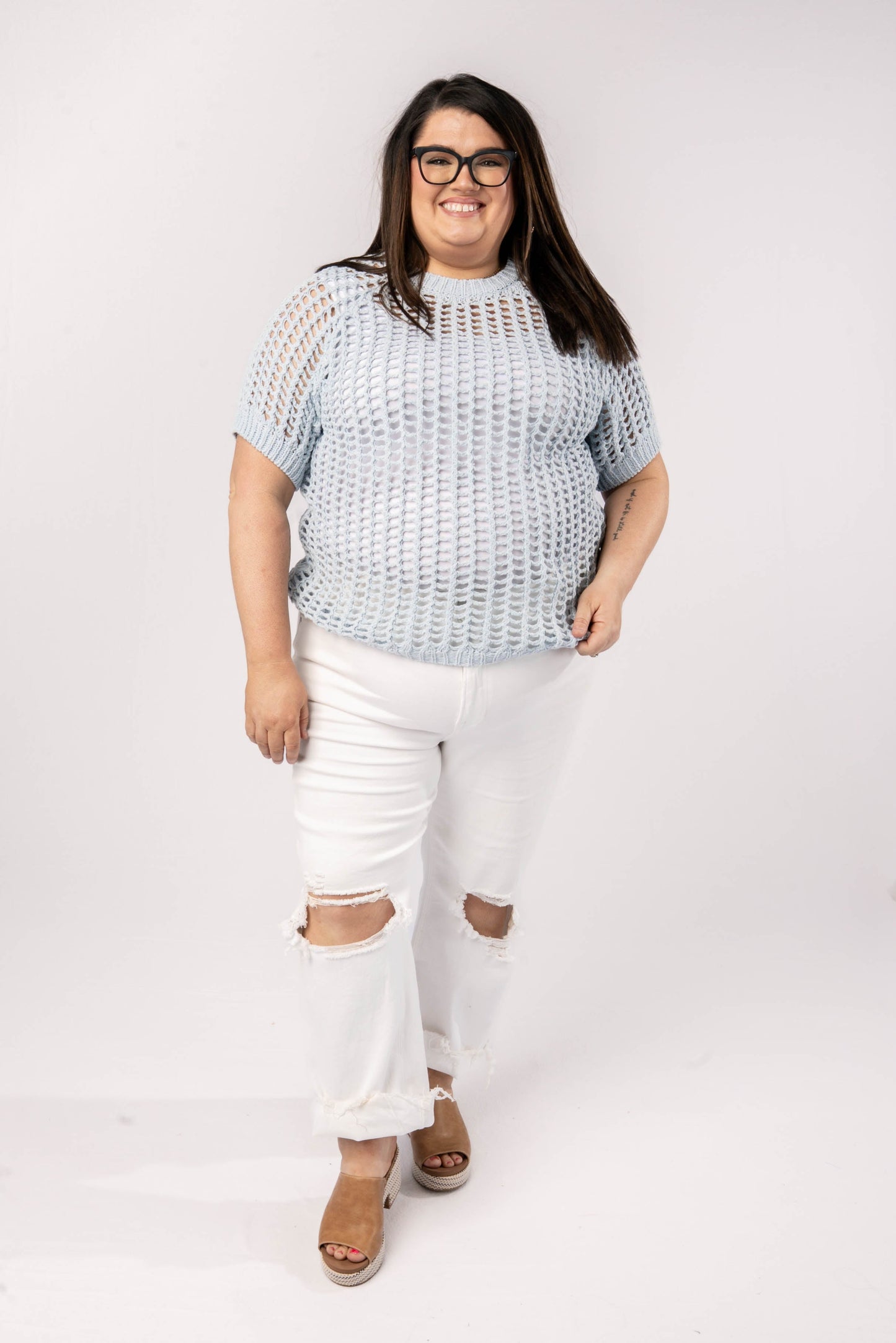 Open Knit Raglan Top