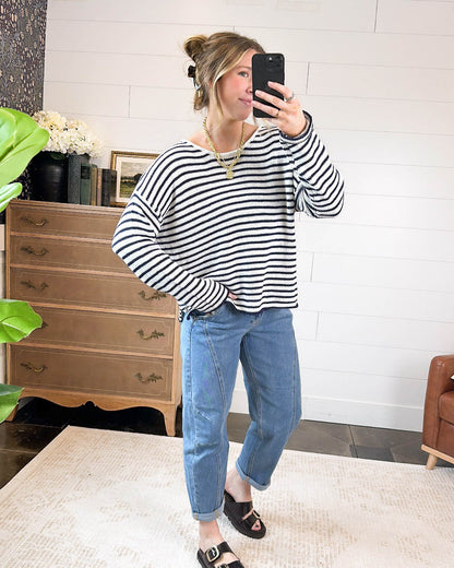 Schooner Day Striped Split Hem Sweater