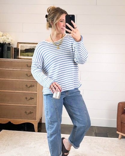 Schooner Day Striped Split Hem Sweater