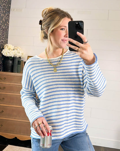 Schooner Day Striped Split Hem Sweater