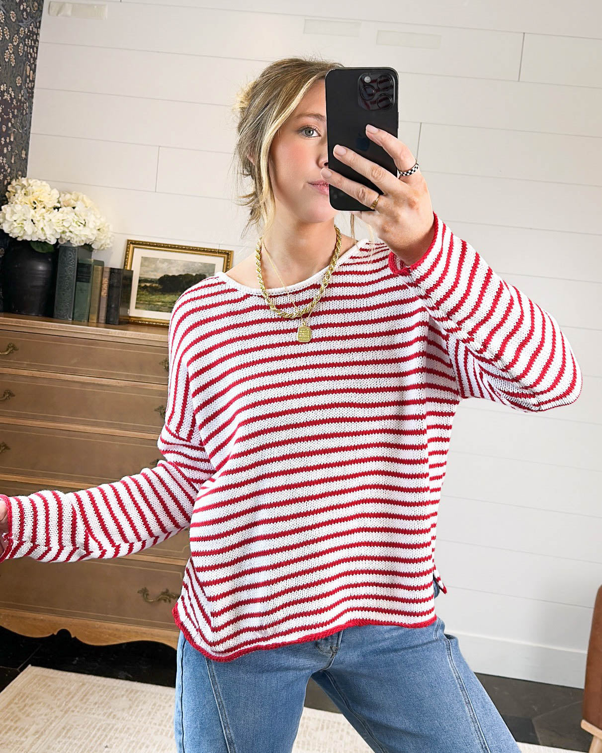 Schooner Day Striped Split Hem Sweater