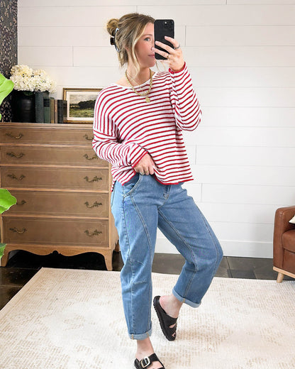 Schooner Day Striped Split Hem Sweater