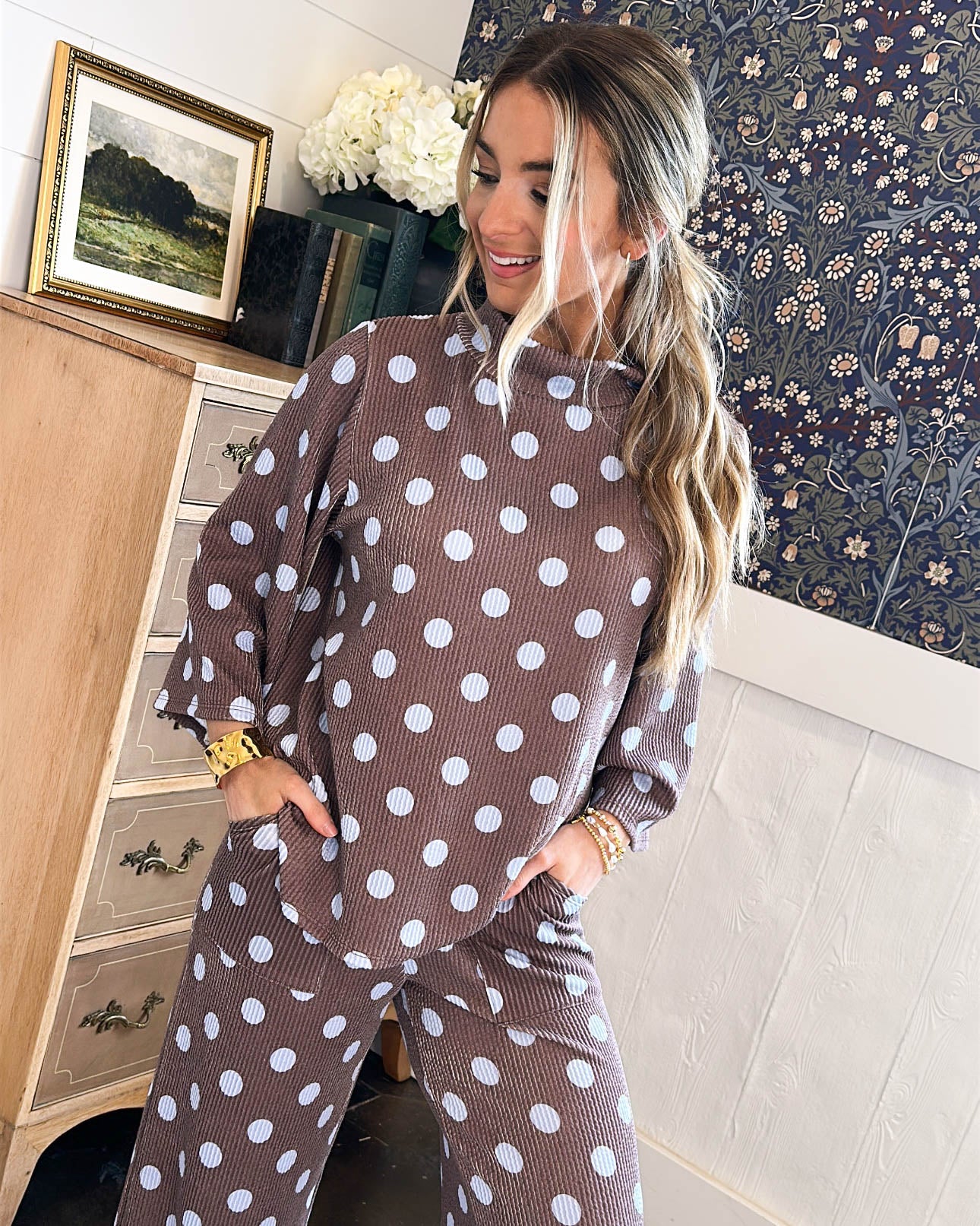 Pretty Woman Polka Dot Top + Pants Set