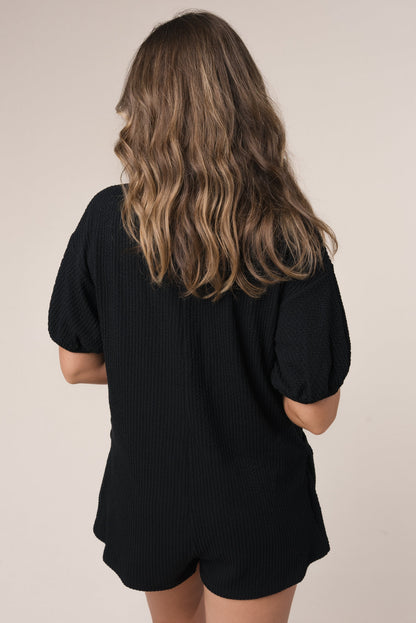 Textured Hook + Eye Closure Romper *Final Sale*