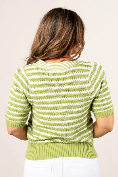 Striped Bow Front Sweater