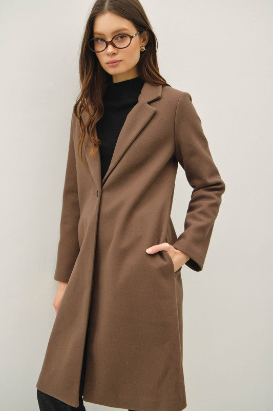 Notched Lapel Single Button Coat PRE-ORDER