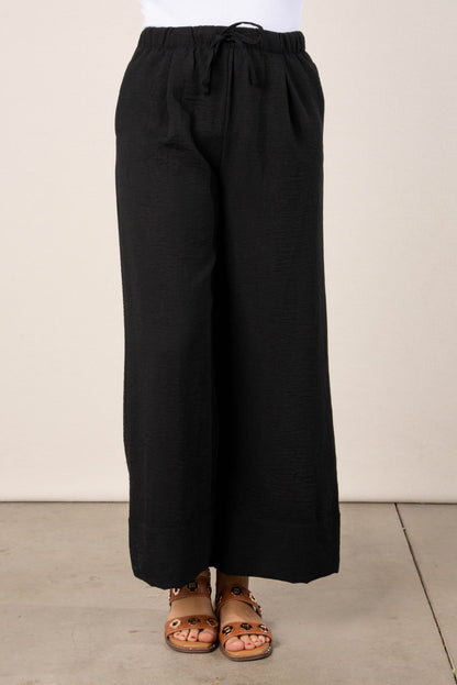Textured Drawstring Palazzo Pants