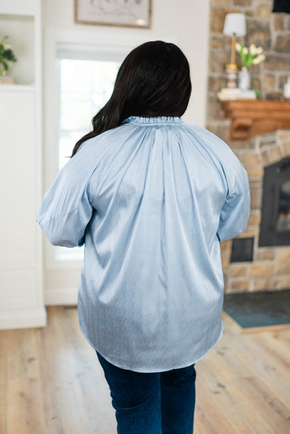 Satin Frill Tie Neck Blouse *Final Sale*