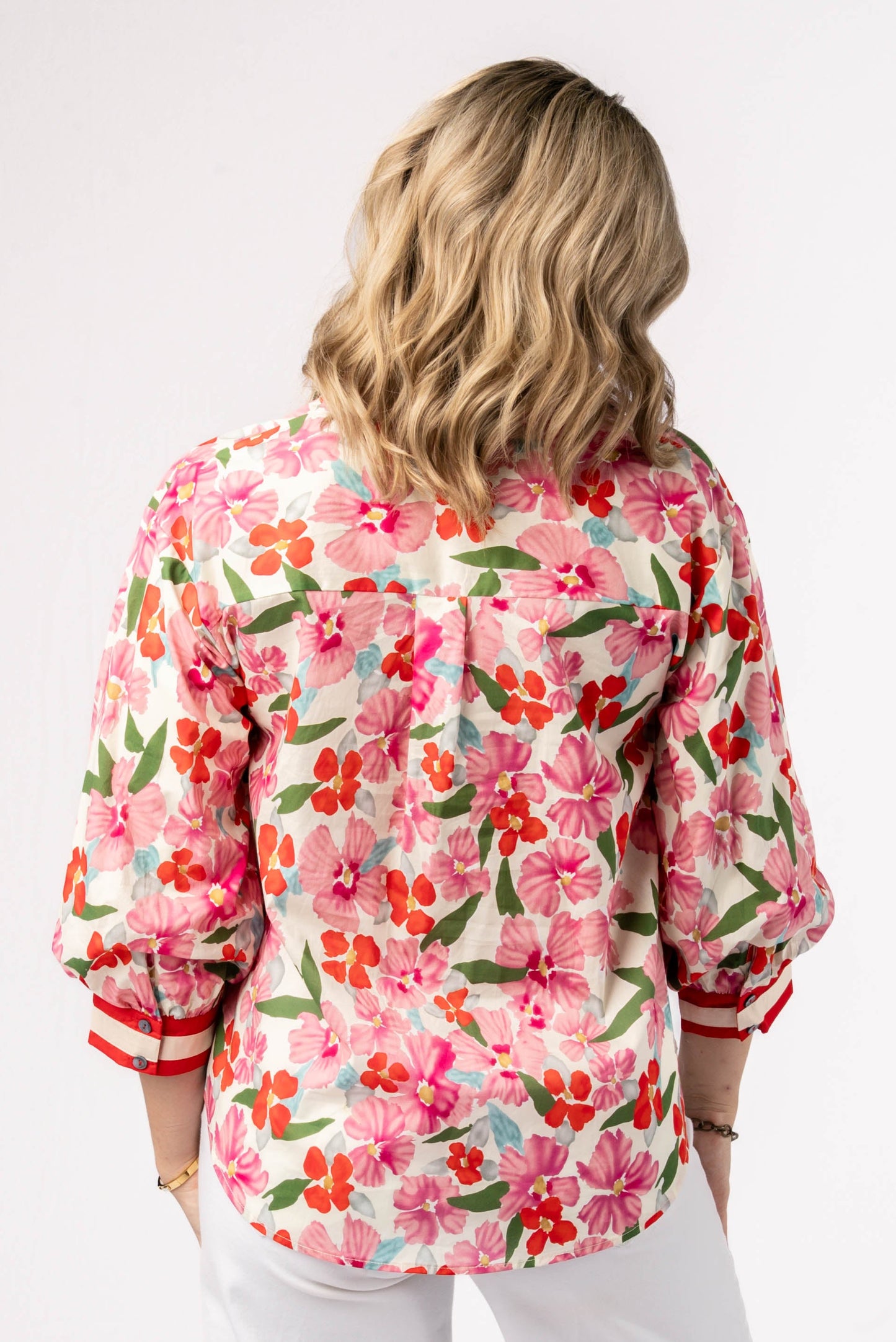 Floral Contrast Trim Shirt *Final Sale*