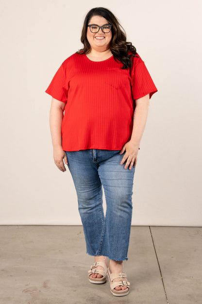 Wide Ribbed Pocket Top