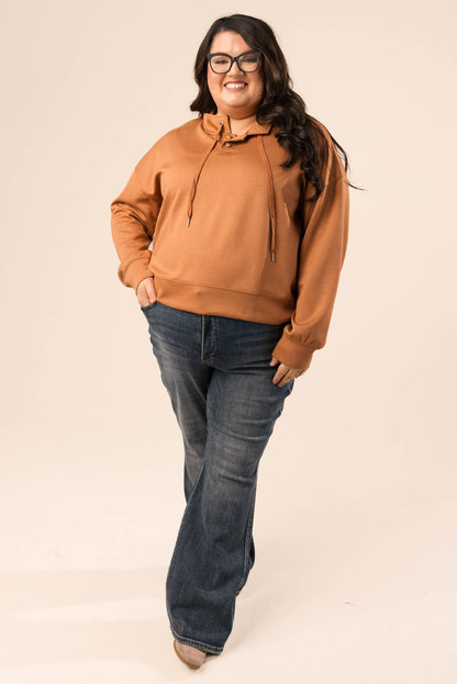 Drawstring High Neck Pullover