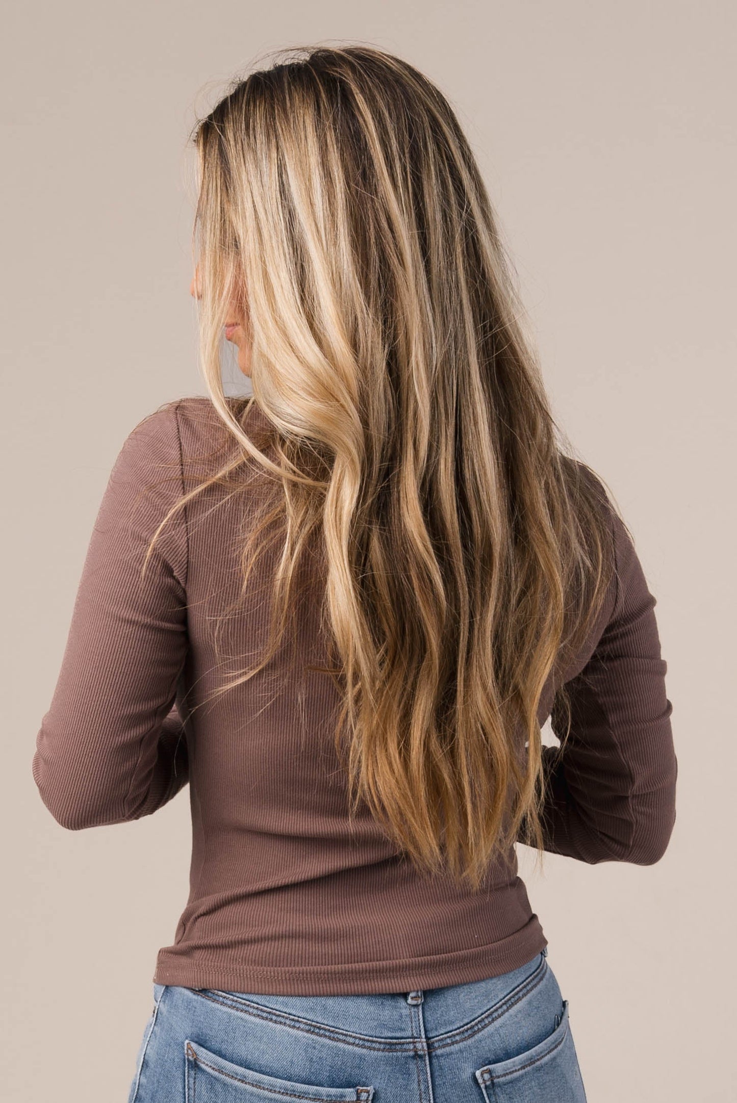 Fine Ribbed Crew Neck Top