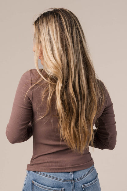 Fine Ribbed Crew Neck Top