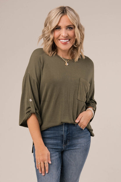 Hacci Knit Tab Sleeve Top *Final Sale*