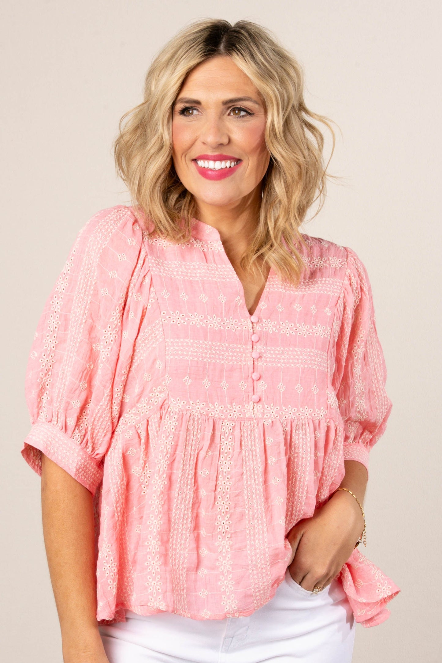 Floral Embroidered Babydoll Top