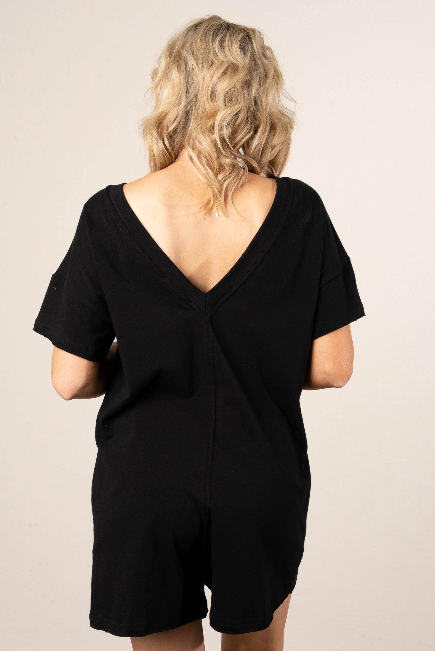 Reversible T-Shirt Romper in Black