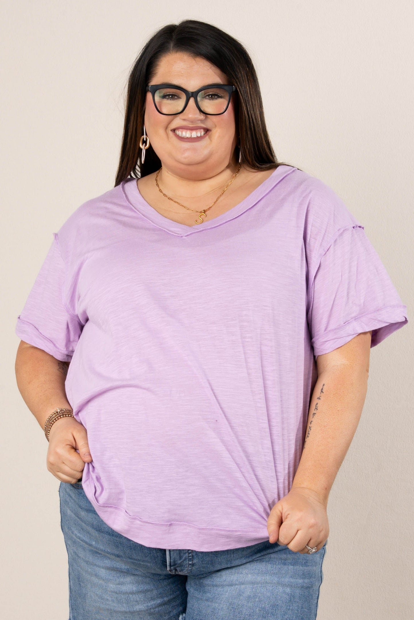 Slub Knit Exposed Seam Tee