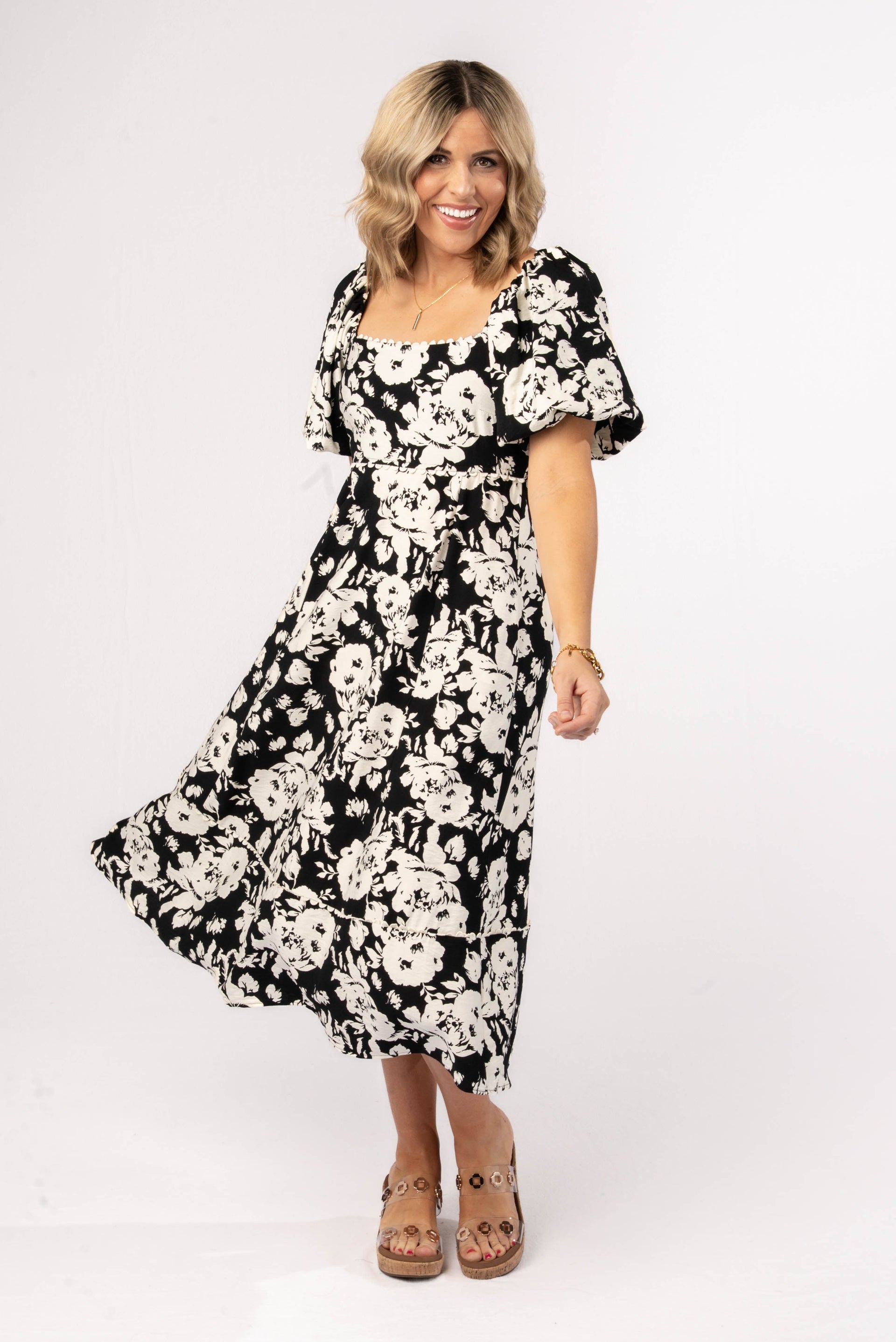 Floral Lace Trimmed Midi Dress – Glamour Farms Boutique