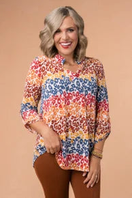 Liz Printed Tab Sleeve Top *Final Sale*