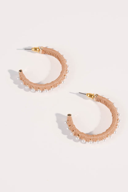 Raffia + Pearl Hoop Earrings
